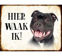 vianmo Insegna in legno 30x40 cm holländisch Hier Waak ik Staffordshire Bull Terrier Deco Regalo Insegna