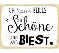 vianmo Insegna in legno 30x40 cm Ich kann beides die Schöne und das Biest Deko Schild Deco Regalo Insegna