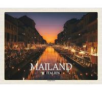 vianmo Insegna in legno 30x40 cm Mailand Italien Navigli-Viertel Deco Regalo Legno Insegna