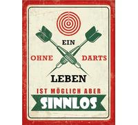 vianmo Insegna in legno 40x30 cm Ein Leben ohne Darts ist möglich aber sinnlos Schild Deco Regalo Insegna
