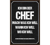 vianmo Insegna in legno 40x30 cm Ich bin der Chef schwarzes Deko Schild Deco Regalo Insegna