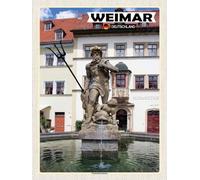 vianmo Insegna in legno 40x30 cm Weimar Neptunbrunnen Deco Regalo Legno Insegna