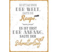 vianmo Targa in legno 40 x 30 cm bruco fine del mondo farfalla solo l'inizio decorazione regalo targa