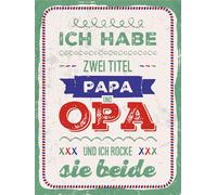 vianmo Targa in legno, 40 x 30 cm, con 2 titoli di papà e nonno e io rock, entrambi i cartelli decorativi