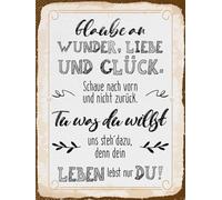 vianmo Targa in legno, 40 x 30 cm, con scritta "Glaube an Wunder, Liebe und Glück"