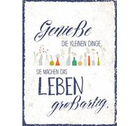 vianmo Targa in legno, 40 x 30 cm, con scritta in lingua tedesca "Genieße die kleine Dinge Leben großartig Schild Geschenk Schild