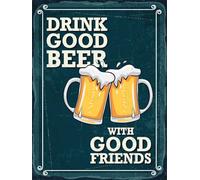 vianmo Targa in legno 40 x 30 cm Drink good Beer with good friends Decorazione regalo targa