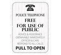 vianmo Targa in legno 40 x 30 cm Police Telephone Free for use of public Decorazione targa regalo targa