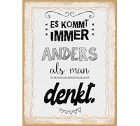 vianmo Targa in legno, 40 x 30 cm, scritta in lingua tedesca "Es kommt immer anders als man denkt Deko Schild Geschenk Schild