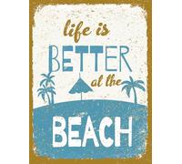 vianmo Targa in legno, 40 x 30 cm, scritta "Life is better at the beach"