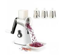 VIANTO Affettatrice Verdure Multifunzione con Maniglia Girevole, 3 Lame Inox 430 Intercambiabili (Grattugiare/Affettare/Tritare), Base a Ventosa - BPA Free, ABS Alimentare