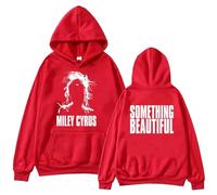 Viaopo Felpe con Cappuccio Pullover da Uomo E da Donna Top Felpa con Stampa Dell'album Musicale della Cantante Miley Cyrus Pullover con Tasche Rock Hip Hop Retro Sportive Felpe con Cappuccio-Red||m