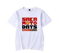 Viaopo Maglia Girocollo A Maniche Corte in Puro Cotone Anime Sakamoto Days Stampa Maniche Corte T-Shirt retrò da Uomo Donna Cosplay XS-3XL-White||x_s
