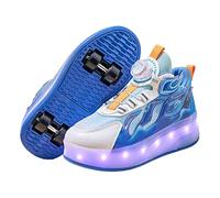 Viaoragiosa LED Ruota Skateboard Sneaker,Scarpe da Skateboard Traspiranti con Luci,Scarpe Sportive con Ruota Ricarica USB,Resistente,Adatto Pratica Pattinaggio Rotelle