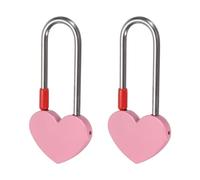 VIAPUICE Lucchetto a forma di cuore, 3.9in / 98 mm, senza chiave, rosa, 2 | Lucchetto a forma di cuore con tappo di sicurezza in lega di zinco per anniversario di matrimonio, recinzione, ponte