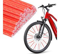 VIAPUICE Set di 48 copriraggi riflettenti per bici, colore arancione, coperture riflettenti per raggi per bici e moto, decorazione di sicurezza per ruote di sicurezza