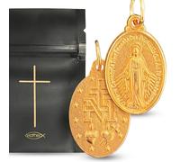 Viatheo Autentica Medaglia Miracolosa della Vergine Maria Dorata - Gioiello Religioso Cattolico in Argento per Donna e Uomo - Ciondolo Cristiano Dorato Simbolo di Fede - Idea Regalo Battesimo