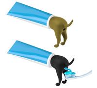 Vibbang 2 Pezzi Divertente Tappo per Dentifricio, Dispenser Con Culo di Cane Che Fa, Toppers Creativi per Bambini e Adulti (A)