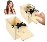 Vibbang 2PCS Scatola Scherzo Ragno, Ragni in una Scatola Scherzo, Ragno Finto in Legno, Divertente Scarebox Gag Toy, Scherzi Compleanno, Accessori Halloween per Halloween Pesce d'Aprile Boys Girls