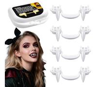 Vibbang 4Pezzi Zanne di Vampiro Retrattili, Denti da Vampiro, Halloween Denti, Riutilizzabili Realistici Orribili Denti Finti Prop per Feste di Carnevale, Horror Puntelli Cosplay, Bomboniere