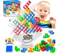Vibbang 64Pezzi Tetra Tower, Gioco Della Torre di Stack Attack, Blocchi Costruzioni Puzzle Impilabile, Giocattolo Educativo Montessori, Giochi da Tavolo Regali Adulti e Bambini
