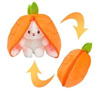 Vibbang Giocattolo Peluche Ripieno Coniglietto, Cuscino per Fragole di Pasqua Carota Coniglietto Reversibile, Giocattolo Dolce peluche con Cerniera, Coniglio Regali di Pasqua per Bambini (Arancia)