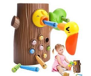 Vibbang Giocattolo Verme Picchio, Giocattolo Magnetico per Uccelli per Bambini Piccoli, Giocattolo Verme Picchio, Giocattolo didattico Montessori, Giocattolo sensoriale Montessori (A)
