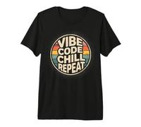 Vibe Code Chill Repeat Retro Tramonto Maglietta Premium