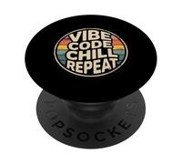 Vibe Code Chill Repeat Retro Tramonto PopSockets PopGrip Adesivo