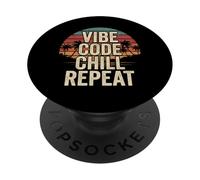 Vibe Code Chill Repeat Retro Tramonto Programmazione AI PopSockets PopGrip Adesivo