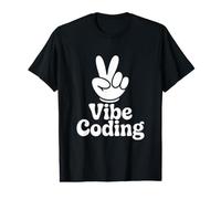 Vibe Coding Coder Segno di Pace Programmatore Divertente AI Developer Maglietta con Stampa Grafica Economica
