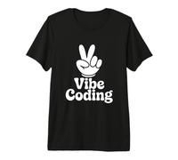 Vibe Coding Coder Segno di Pace Programmatore Divertente AI Developer Maglietta Premium