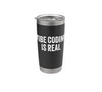 Vibe Coding Is Real Funny AI Code Dev Bicchiere termico in acciaio inox doppia parete