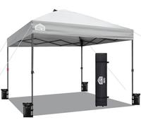 Vibemo Tenda a baldacchino pop up da 10 x 10, con borsa a rullo, installazione rapida per 1 persona, 3 impostazioni di altezza, include 4 sacchi di sabbia, 8 paletti, 4 tiranti, impermeabile