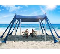 Vibemo Tenda da spiaggia, protezione solare UPF50+, con 8 sacchi di sabbia, 3 x 3 m, include pala per sabbia, picchetti e pali di stabilità, parasole pop-up per campeggio, pesca o picnic