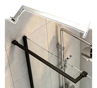 Vibeo Barra Stabilizzatrice per Box Doccia Barra di Supporto a L per Vetro Doccia, Asta Stabilizzatrice Fissa da Parete a Vetro in Acciaio Inox, Staffa di Supporto per Pannello Doccia