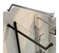 Vibeo Barra Stabilizzatrice per Box Doccia Barra di Supporto a L per Vetro Doccia, Asta Stabilizzatrice Fissa da Parete a Vetro in Acciaio Inox, Staffa di Supporto per Pannello Doccia