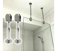 Vibeo Barra Stabilizzatrice per Box Doccia Collegamento Soffitto-Vetro | Braccio di Supporto Regolabile per Vetro Senza Telaio, Compatibile con Spessori 8-12 mm, Verticale Fissa in Acciaio Inox