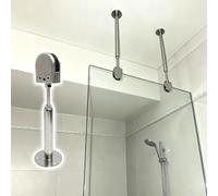 Vibeo Barra Stabilizzatrice per Box Doccia Collegamento Soffitto-Vetro | Braccio di Supporto Regolabile per Vetro Senza Telaio, Compatibile con Spessori 8-12 mm, Verticale Fissa in Acciaio Inox