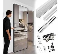 Vibeo Binario per Porta Scorrevole Binario Invisibile per Ante a Specchio, Ferramenta per Porte Scorrevoli Invisibili con Chiusura Ammortizzata, Kit Binario a Scomparsa 80-180 cm(37in/95cm)