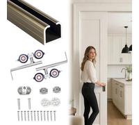 Vibeo Binario per Porta Scorrevole Binario per Porta Scorrevole a Scomparsa con Rulli a 4 Ruote, Kit Binario Lungo per Porta da Fienile, Guida Ferramenta per Porte Scorrevoli(Champagne,170cm/5.6ft)