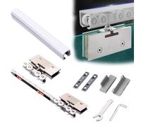 Vibeo Binario per Porta Scorrevole Binario Scorrevole con Chiusura Ammortizzata per Porta Doccia, Kit di Ferramenta per Porta a Scomparsa, Set di Binari per Porta dell'Armadio(Silver,43in/110cm)