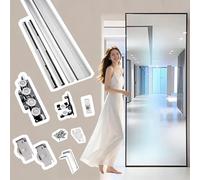 Vibeo Binario per Porta Scorrevole Chiusura Ammortizzata Scorrevole Binario per Porta a Specchio Ghost, Guarnitura Porta Senza Binario con 4 Rulli, Guida Invisibile per Porta Armadio(4.1ft/125cm)
