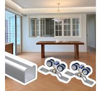 Vibeo Binario per Porta Scorrevole Ferramenta per Porte Pieghevoli a 3 Ante, Binario per Porte Scorrevoli Interne con Rulli, Kit Porta Scorrevole a Scomparsa Senza Binari(4.4ft(135cm))