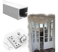 Vibeo Binario per Porta Scorrevole Ferramenta per Porte Scorrevoli a Soffietto con Binario, Set di Binari per Porte a Due Ante, Kit Porta Scorrevole di Riparazione in Legno(145cm(57.1in))