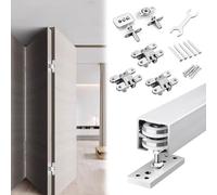 Vibeo Binario per Porta Scorrevole Kit di Ferramenta per Porte a Soffietto con 3 Cerniere, Binario Scorrevole per Armadi ad Alta Resistenza, Guida Porta Scorrevole Tipo Fienile(87in/220cm)