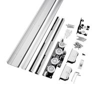 Vibeo Binario per Porta Scorrevole Kit Porta Scorrevole a Chiusura Ammortizzata, Ferramenta Invisibile per Porta da Fienile con 4 Rulli, Binario in Alluminio per Porta dell'Armadio(47in/120cm)