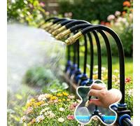 Vibeo Kit Irrigazione a Goccia Regolabile per Giardino con Ugelli in Rame | Kit di Raffrescamento a Nebulizzazione per Esterni, con Attacco Rapido, Tubo per Irrigazione da 8 mm, 5 15 60 90 150 180 m