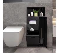 Vibeo Nicchia Doccia Incasso Porta Carta Igienica a Parete con Sportello, Porta Rotolo di Carta Igienica da Incasso in Acciaio Inox, Mobiletto a Parete Impermeabil(Black)