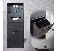 Vibeo Nicchia Doccia Incasso Porta Carta Igienica da Incasso con Cestino, Nicchia in Acciaio Inox da Incasso a Parete per Riporre Oggetti, Mobiletto da Bagno Impermeabile(Black)